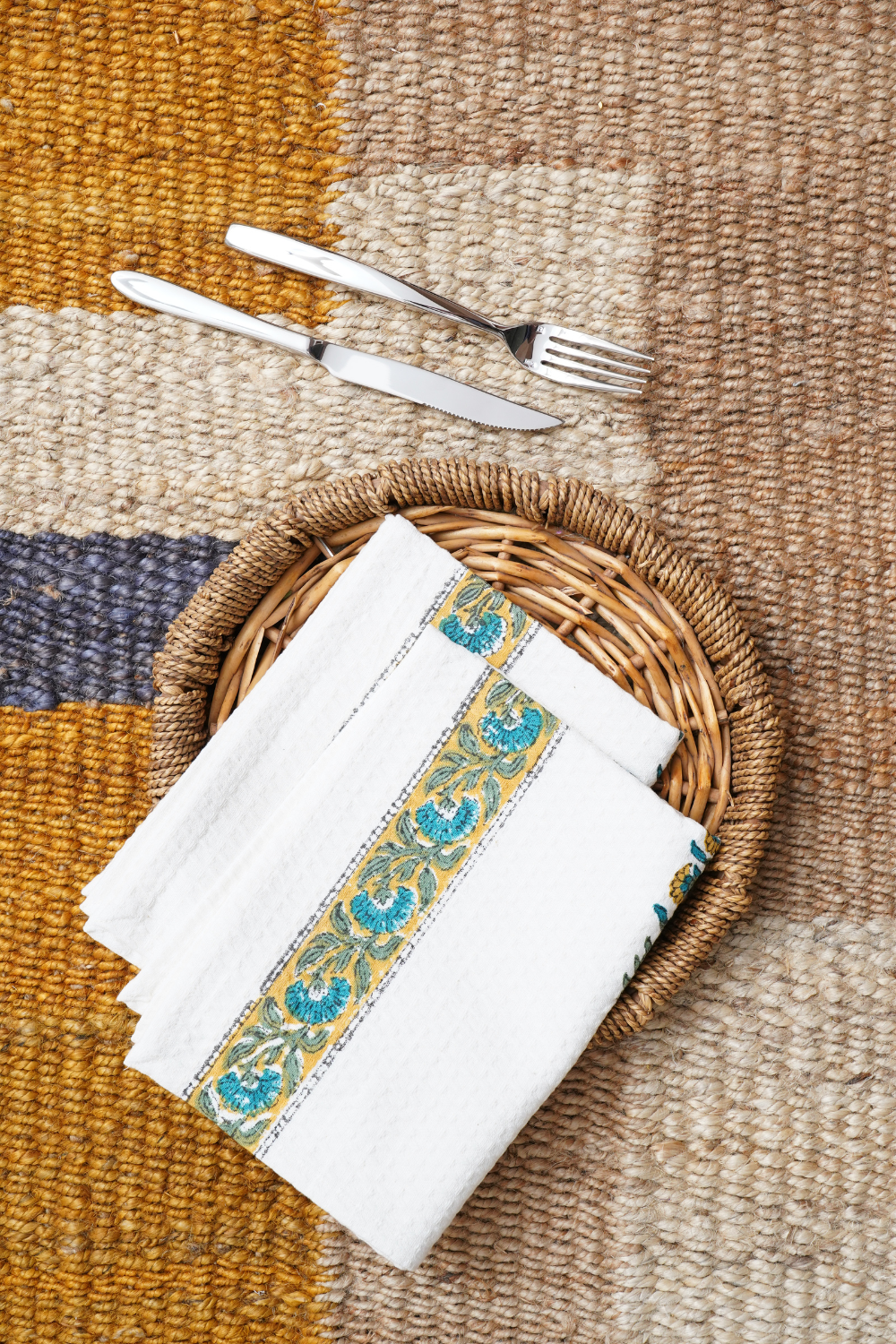 Bella Hand Block Printed Tea Towel (Set of 2)