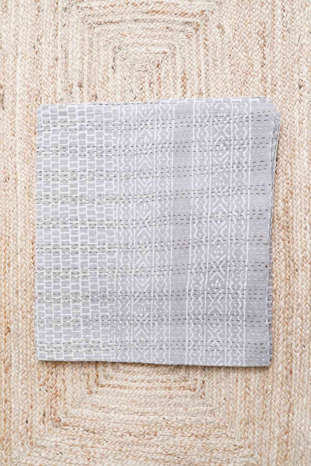 Diwar Dabu Block Printed Kantha Bedcover