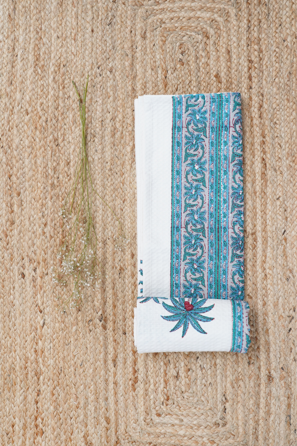 Palm Tree Hand Block Printed Bath Towel
