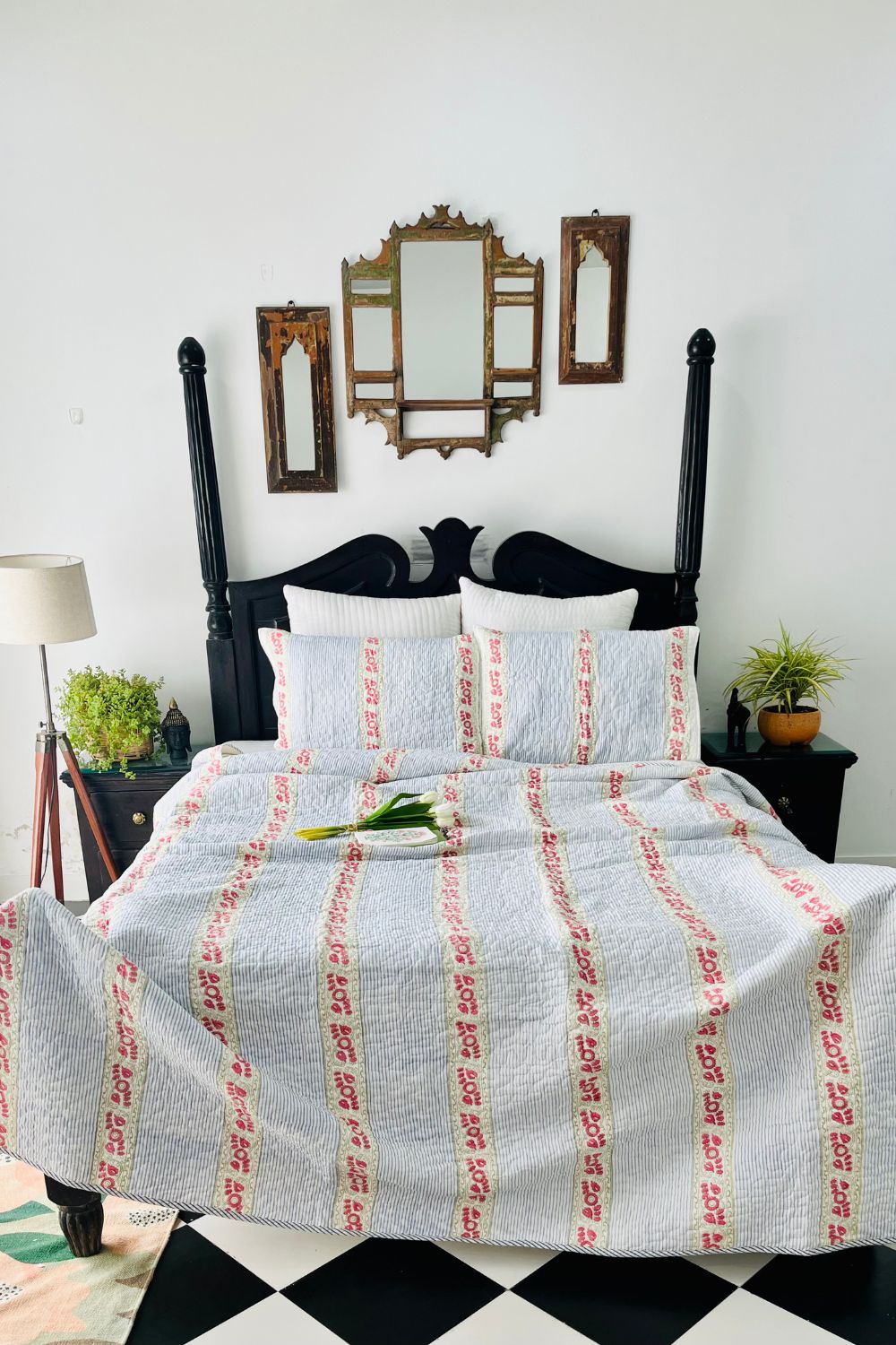 Florence Handblock Printed Quilted Bedcover
