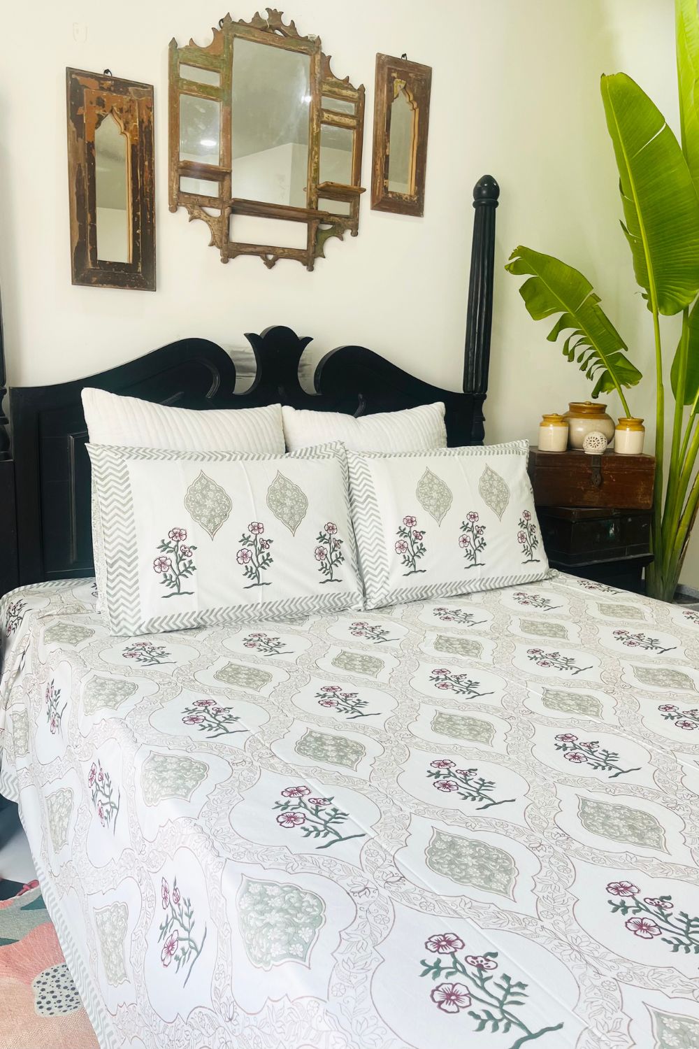 Mehrab Hand Block Printed Cotton Bedsheet