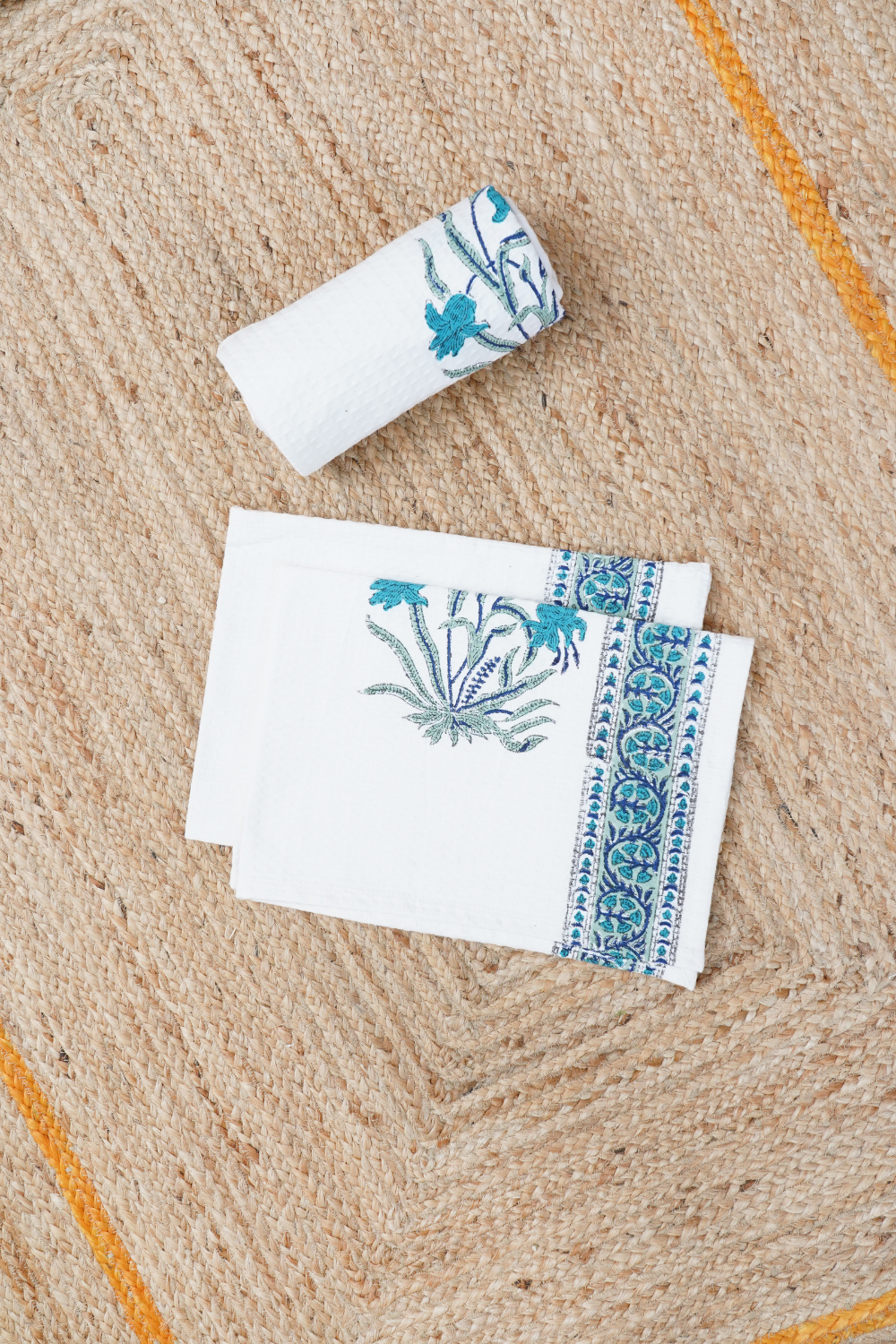 Blue Iris Hand Block Printed Bath Towel