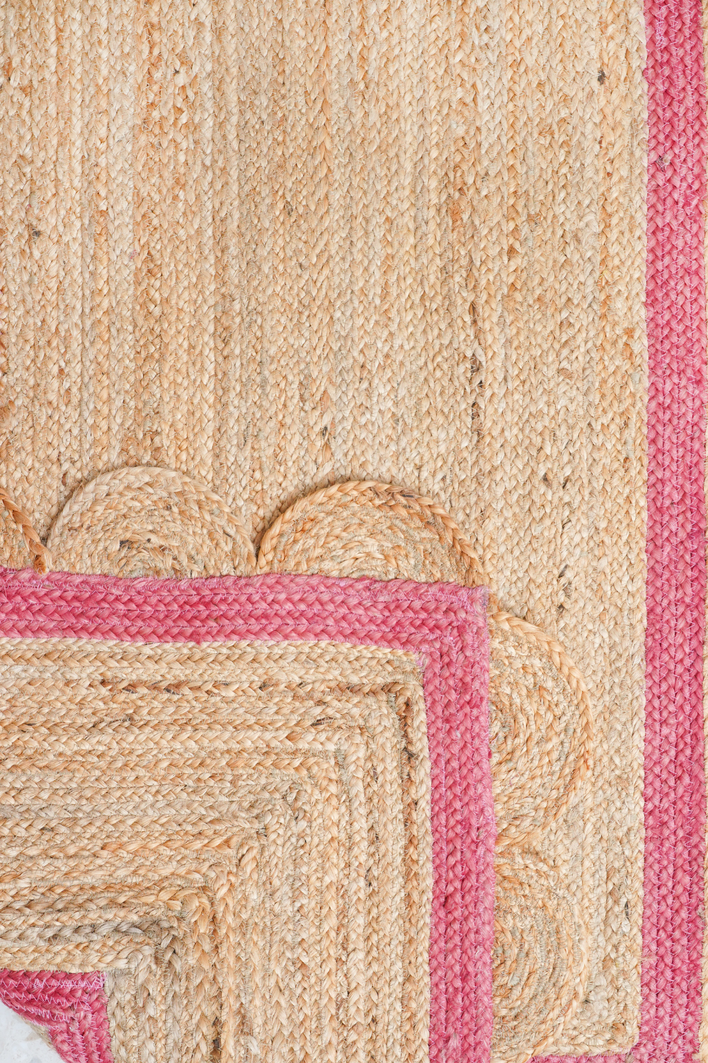 Pink Jute Scallop Rug