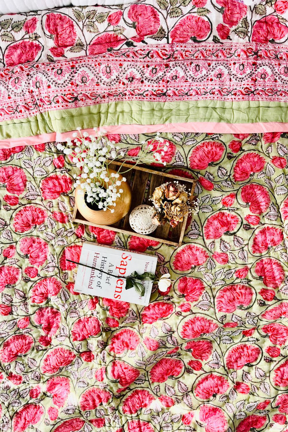 Carnitian Hand Block Print Reversible Quilt