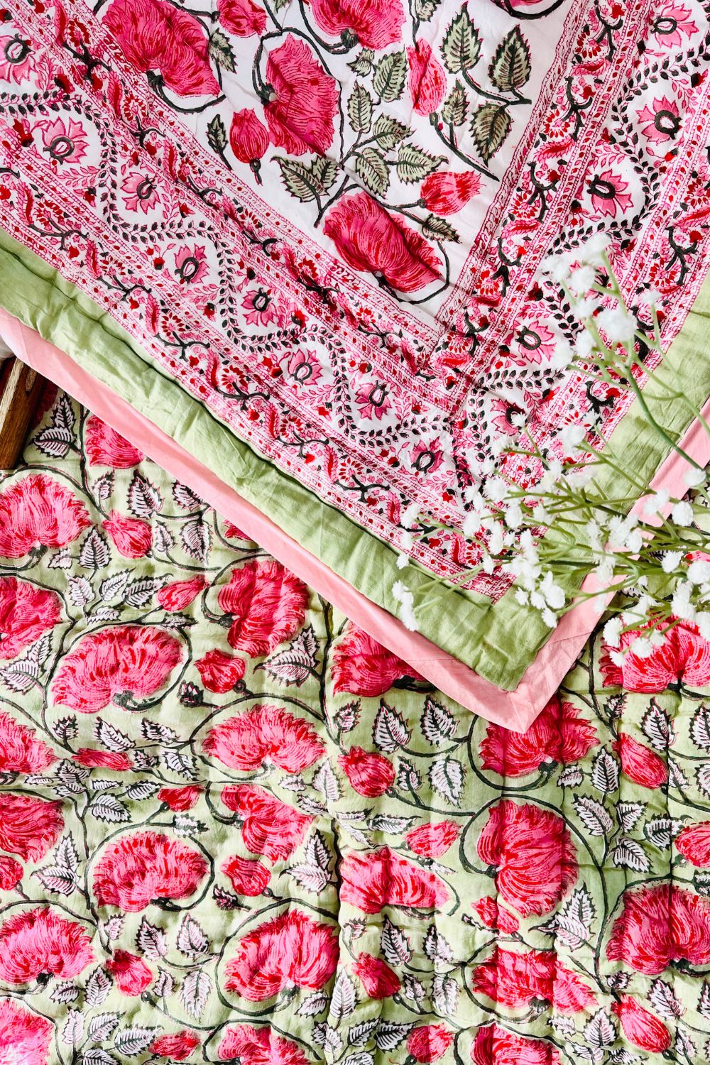 Carnitian Hand Block Print Reversible Quilt