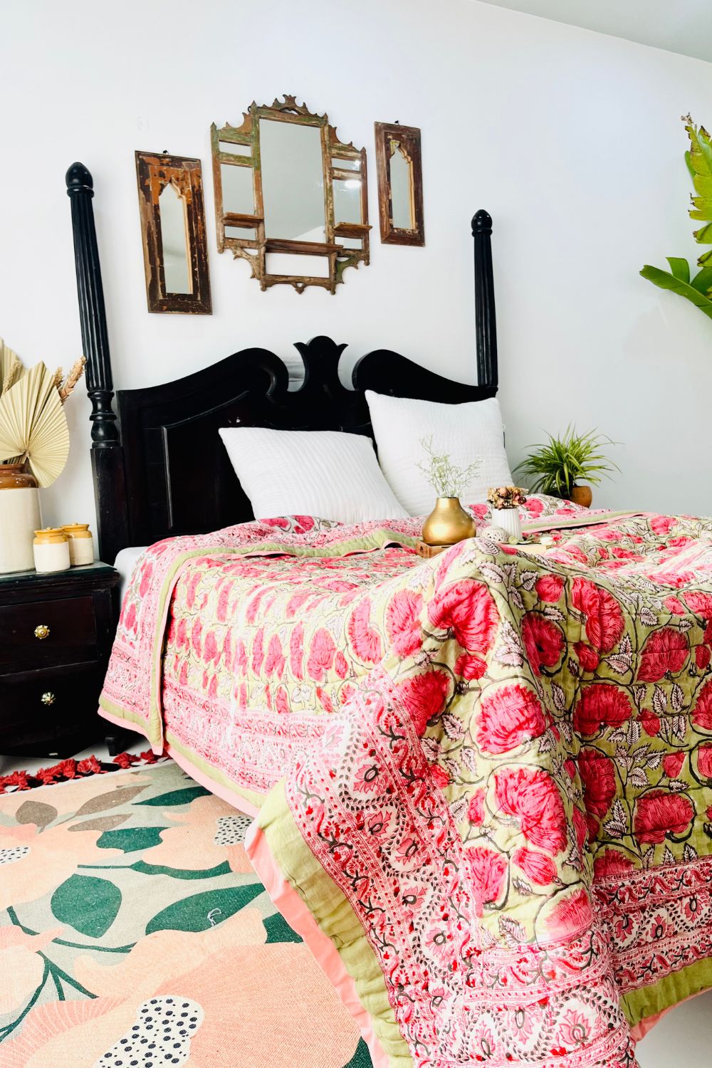 Carnitian Hand Block Print Reversible Quilt