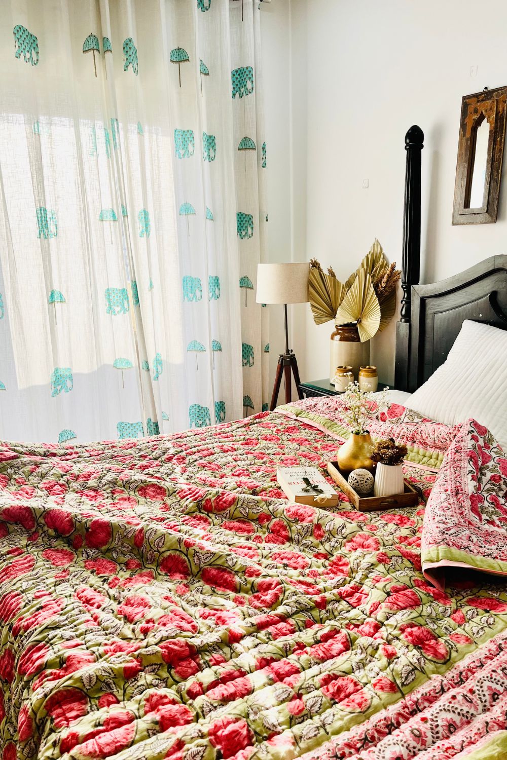 Carnitian Hand Block Print Reversible Quilt