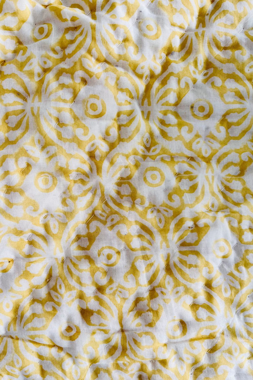 Yellow Evileye Hand Block Print Reversible Quilt