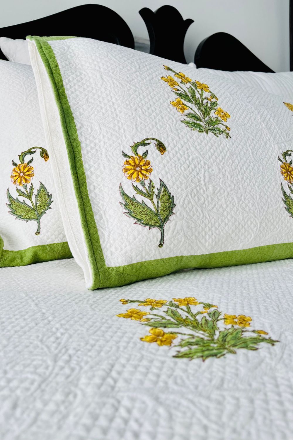 Paradise Handblock Printed Jacquard Bedcover
