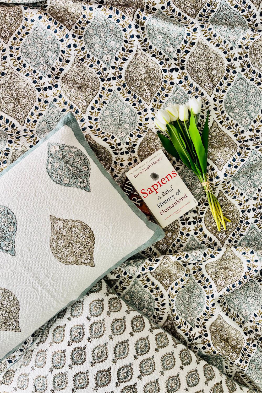 Gulnar Handblock Printed Jacquard Bedcover