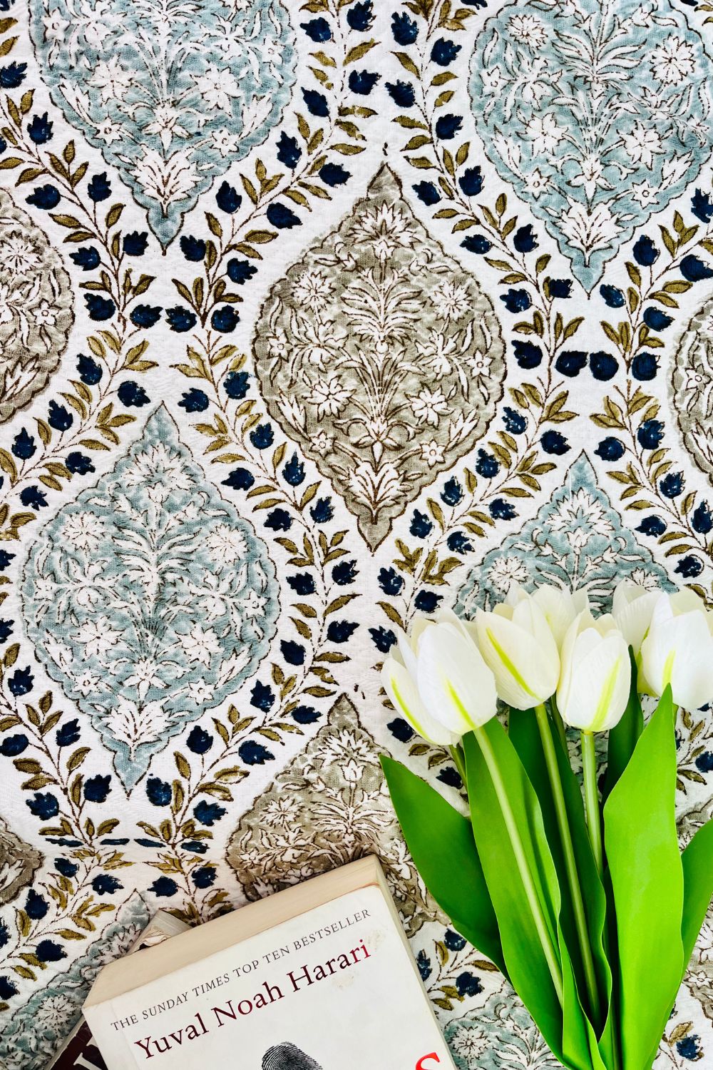 Gulnar Handblock Printed Jacquard Bedcover