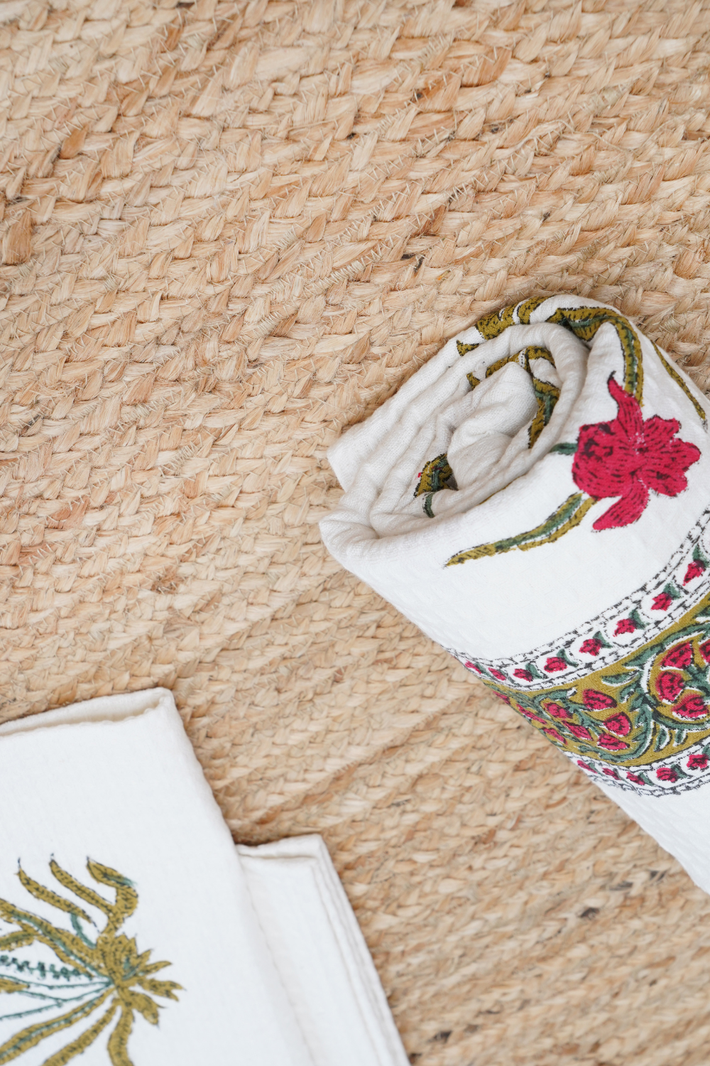 Red Iris Hand Block Printed Bath Towel