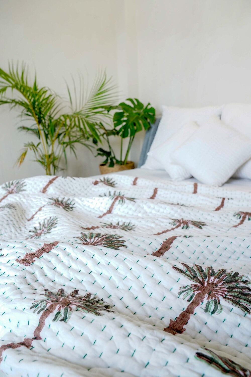 Kantha Quilt Green Brown