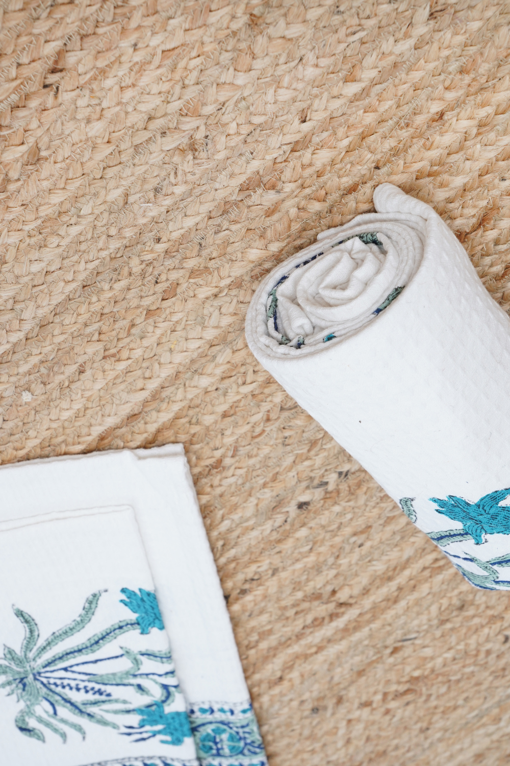 Blue Iris Hand Block Printed Bath Towel