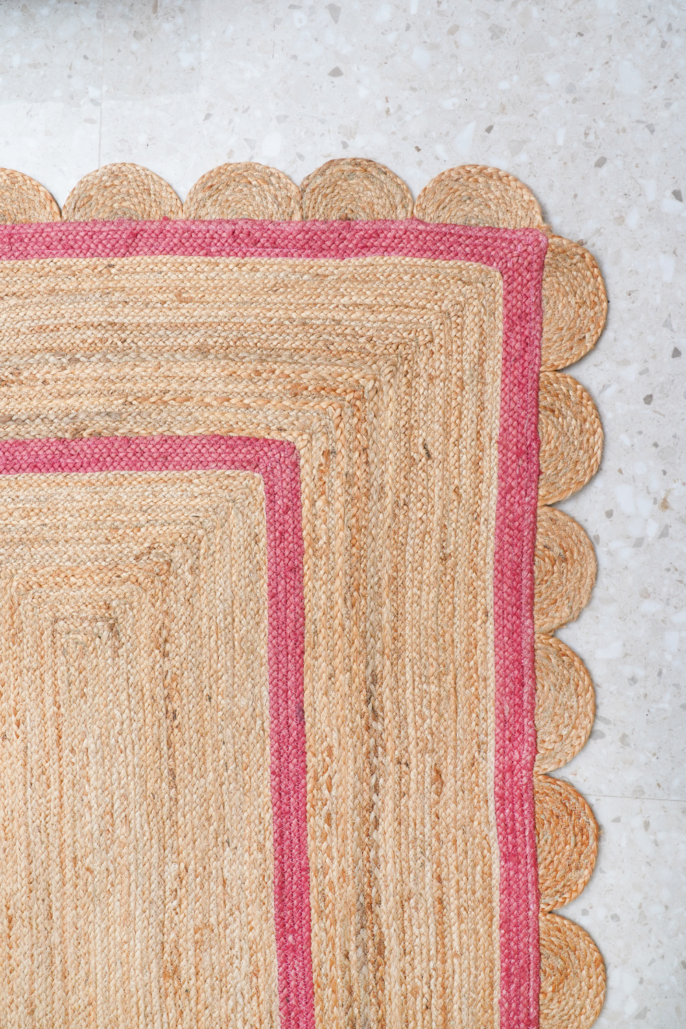 Pink Jute Scallop Rug