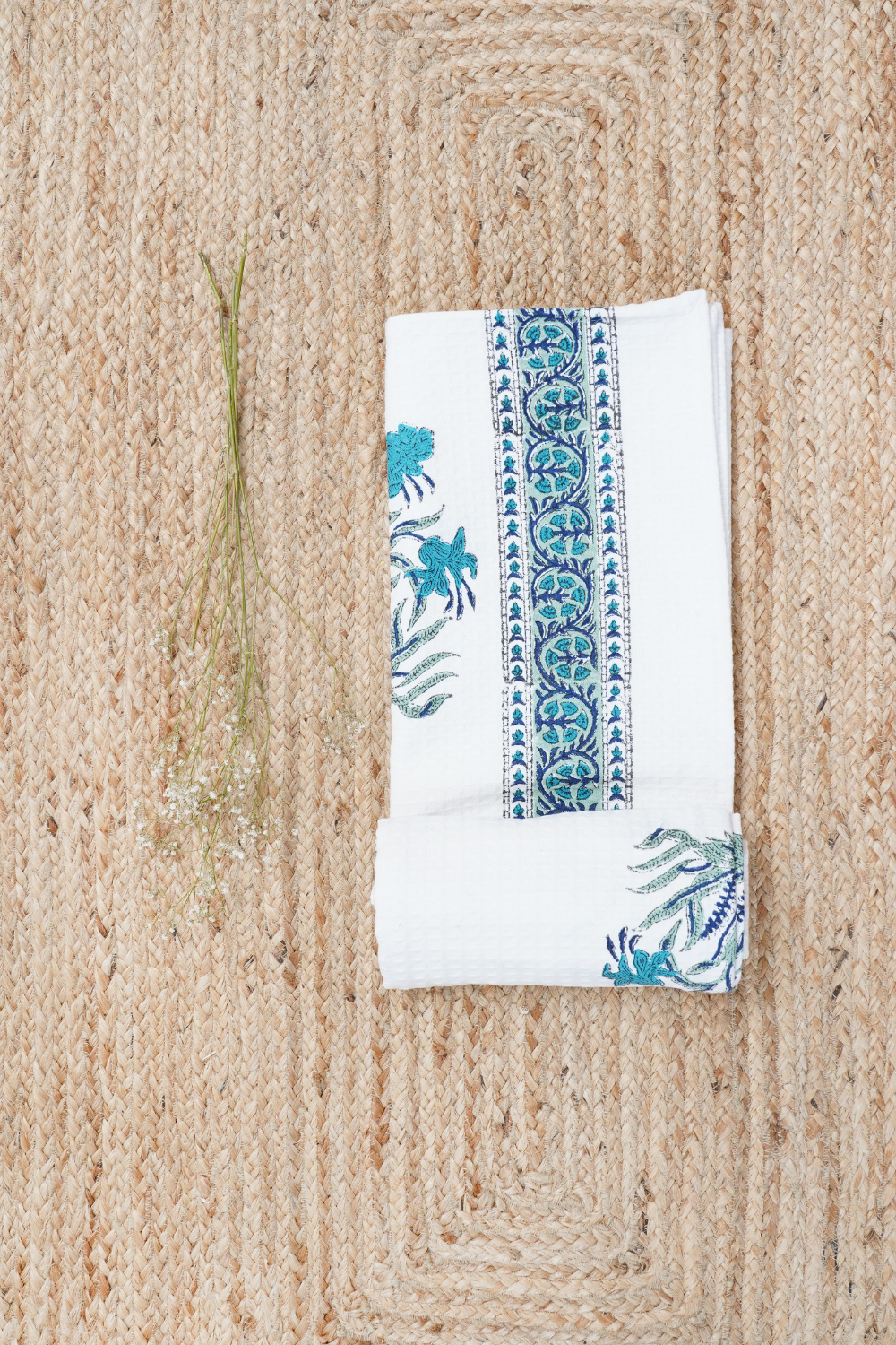 Blue Iris Hand Block Printed Bath Towel