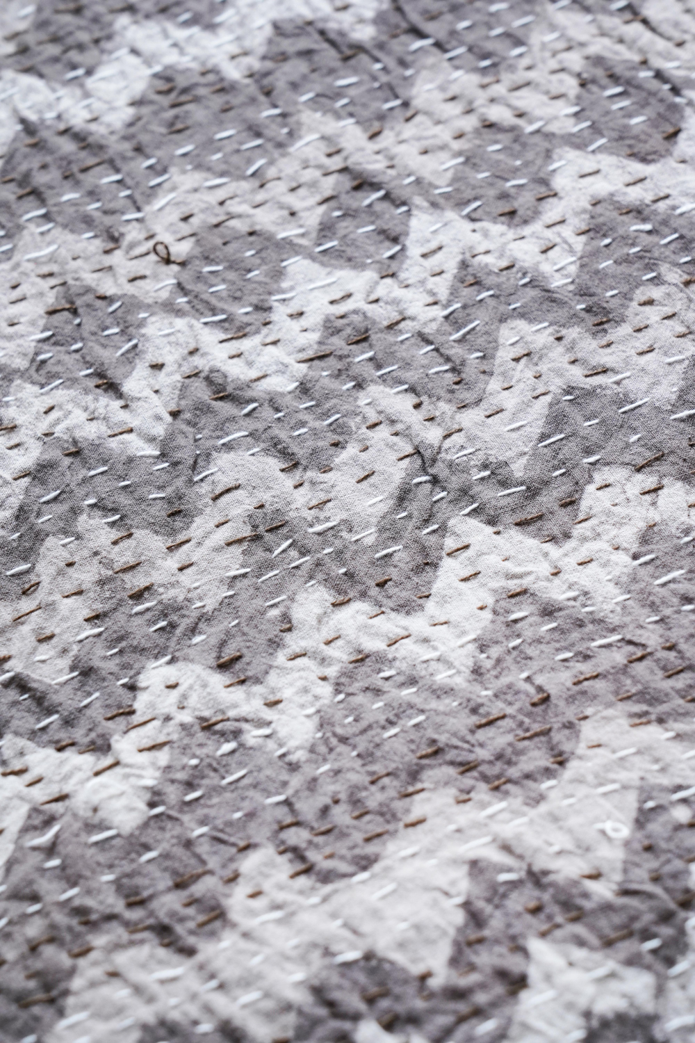Chevron Dabu Block Printed Kantha Bedcover