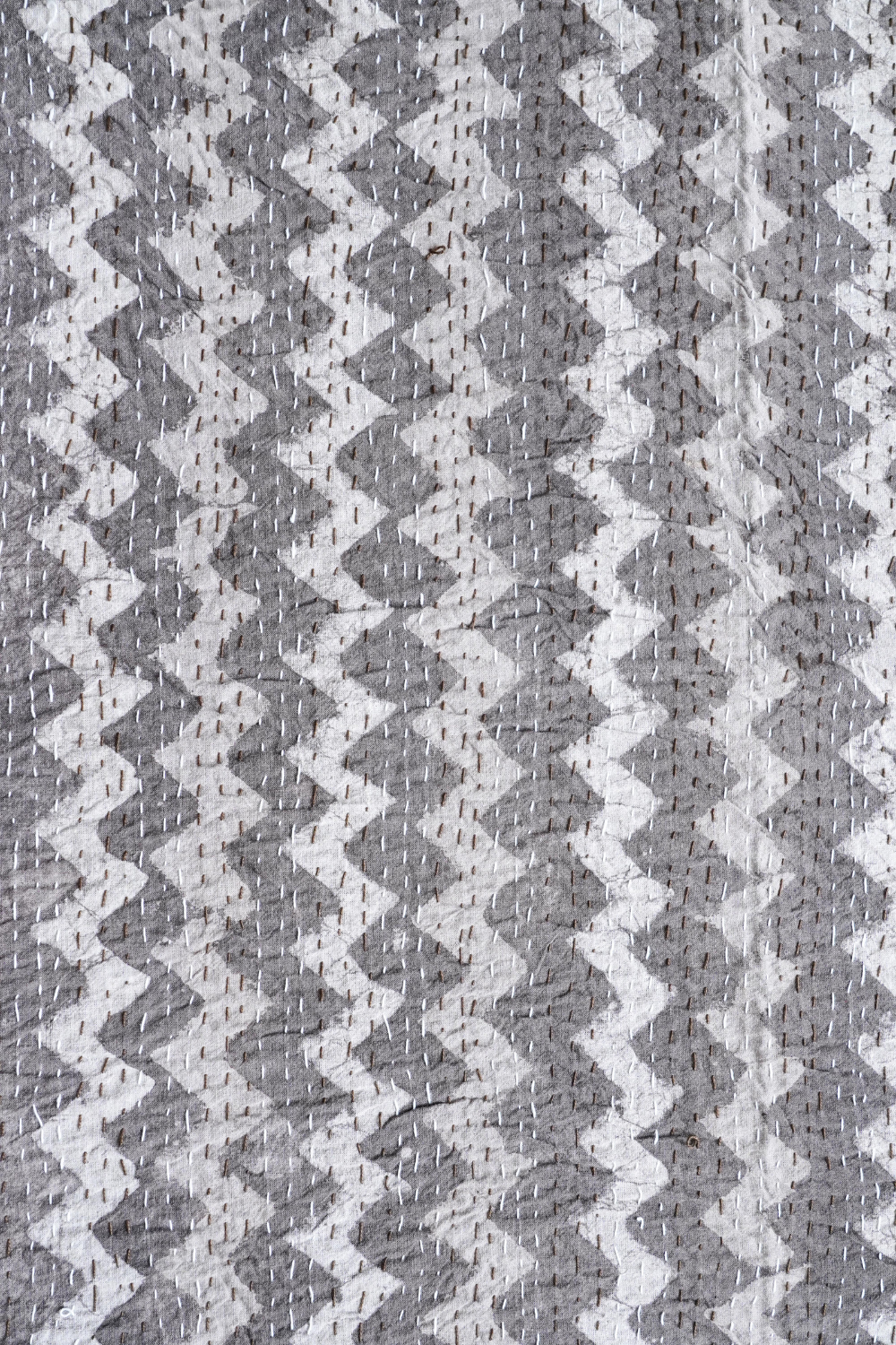 Chevron Dabu Block Printed Kantha Bedcover
