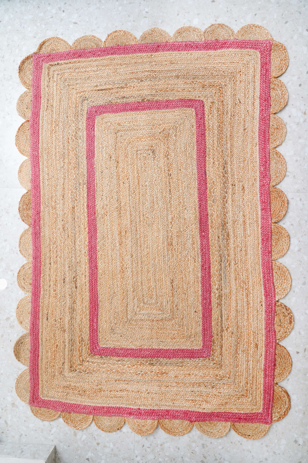 Pink Jute Scallop Rug