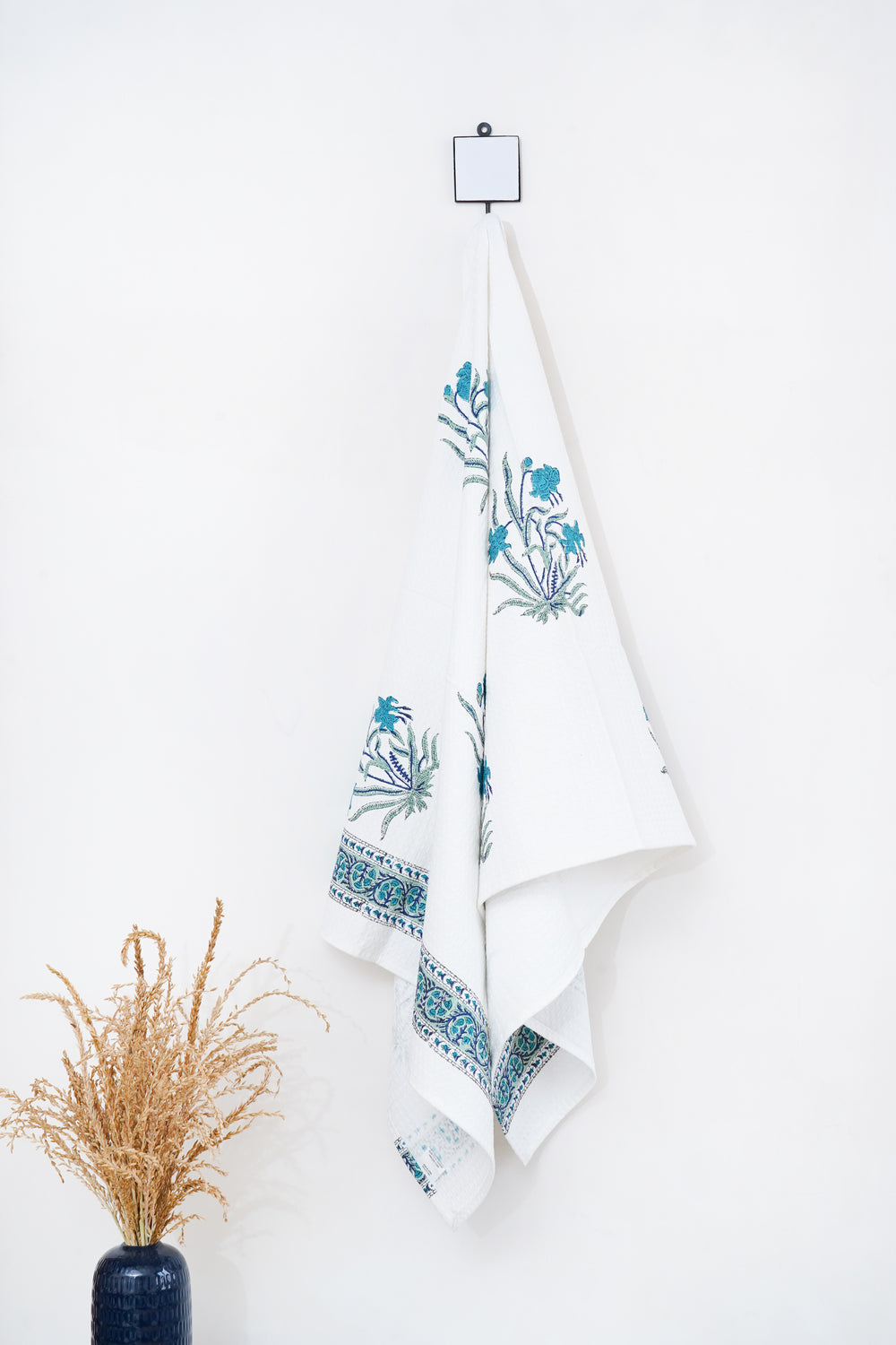 Blue Iris Hand Block Printed Bath Towel