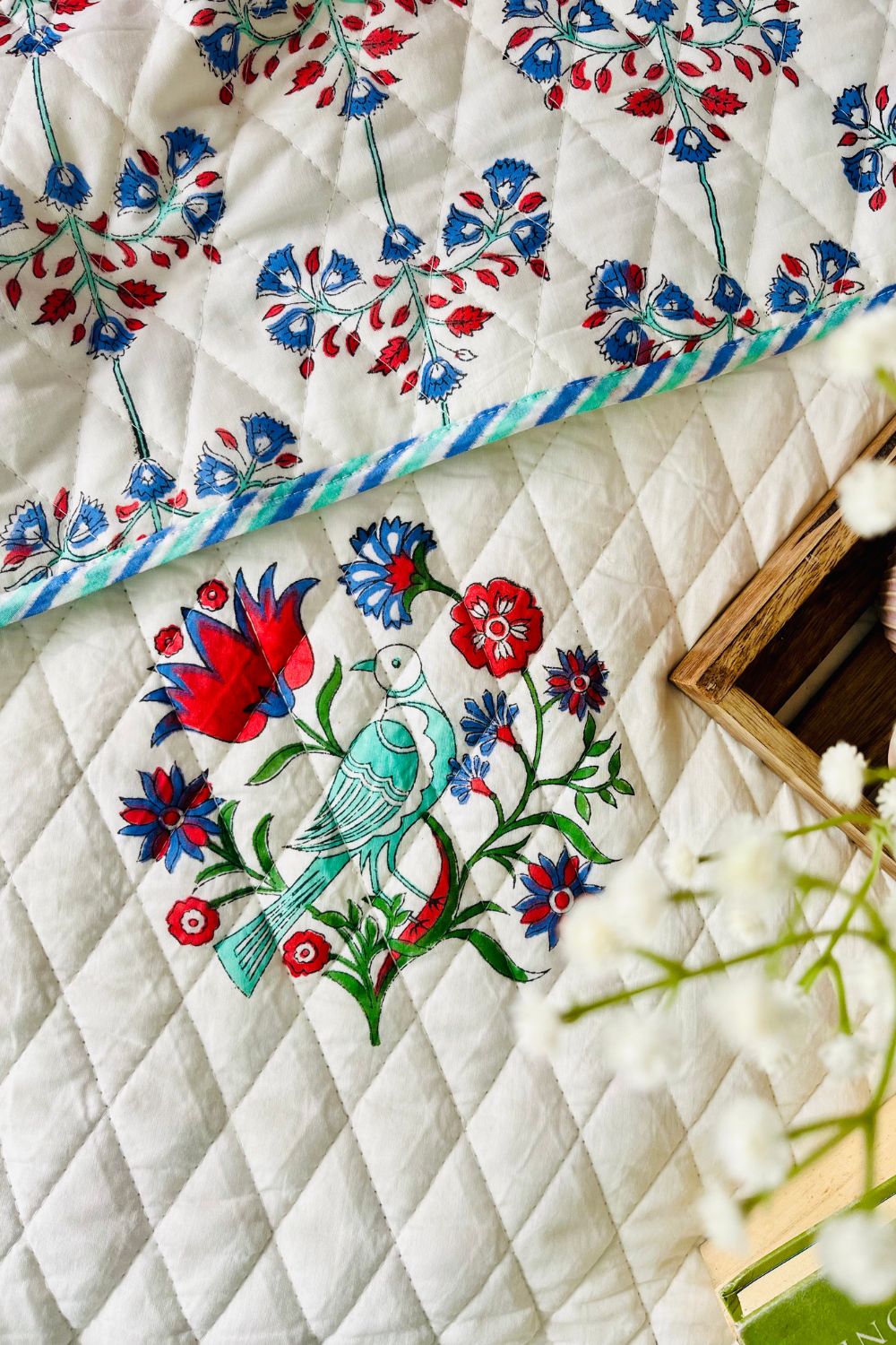 Panchi Handblock Printed Reversible Quilted Bedcover