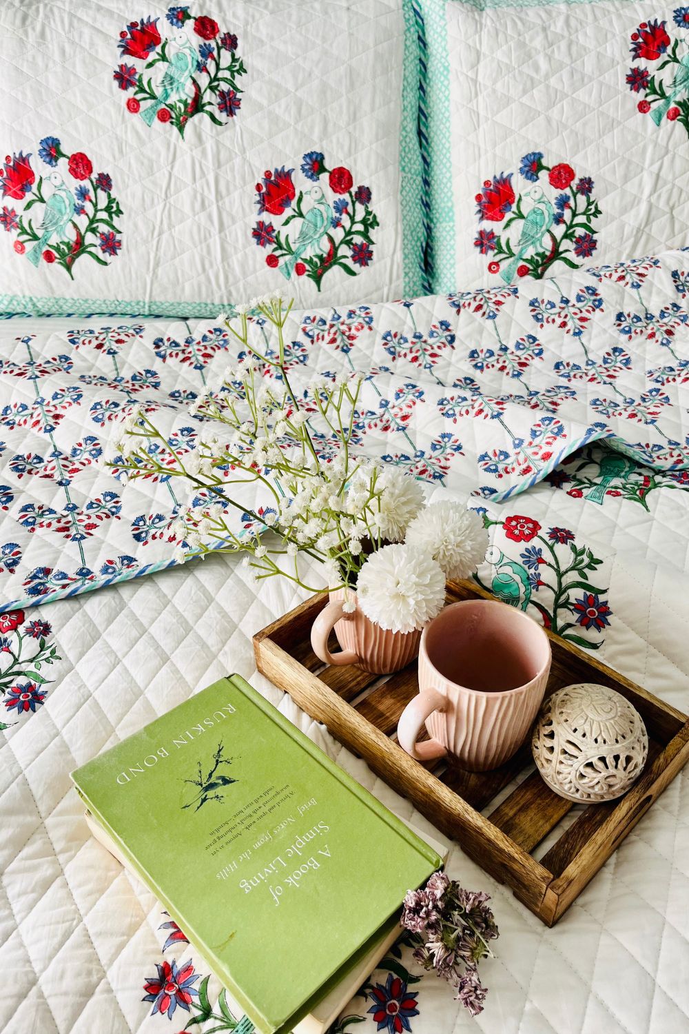 Panchi Handblock Printed Reversible Quilted Bedcover