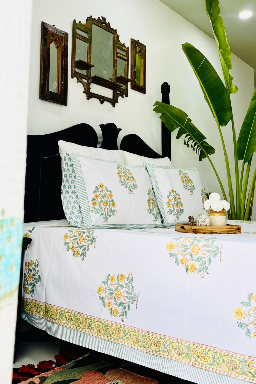 Daffodil Hand Block Printed Cotton Bedsheet