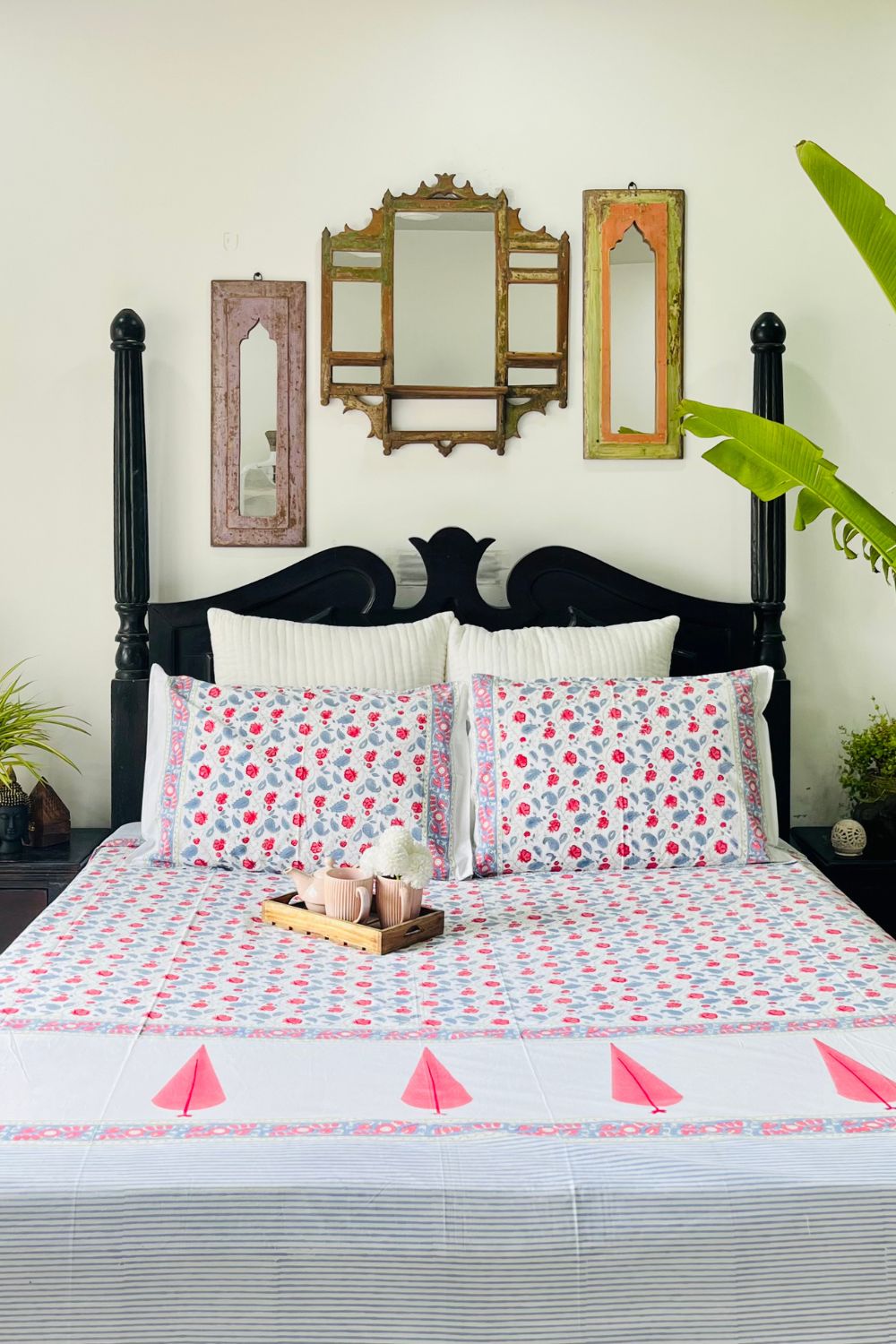 Tuberose Hand Block Printed Cotton Bedsheet