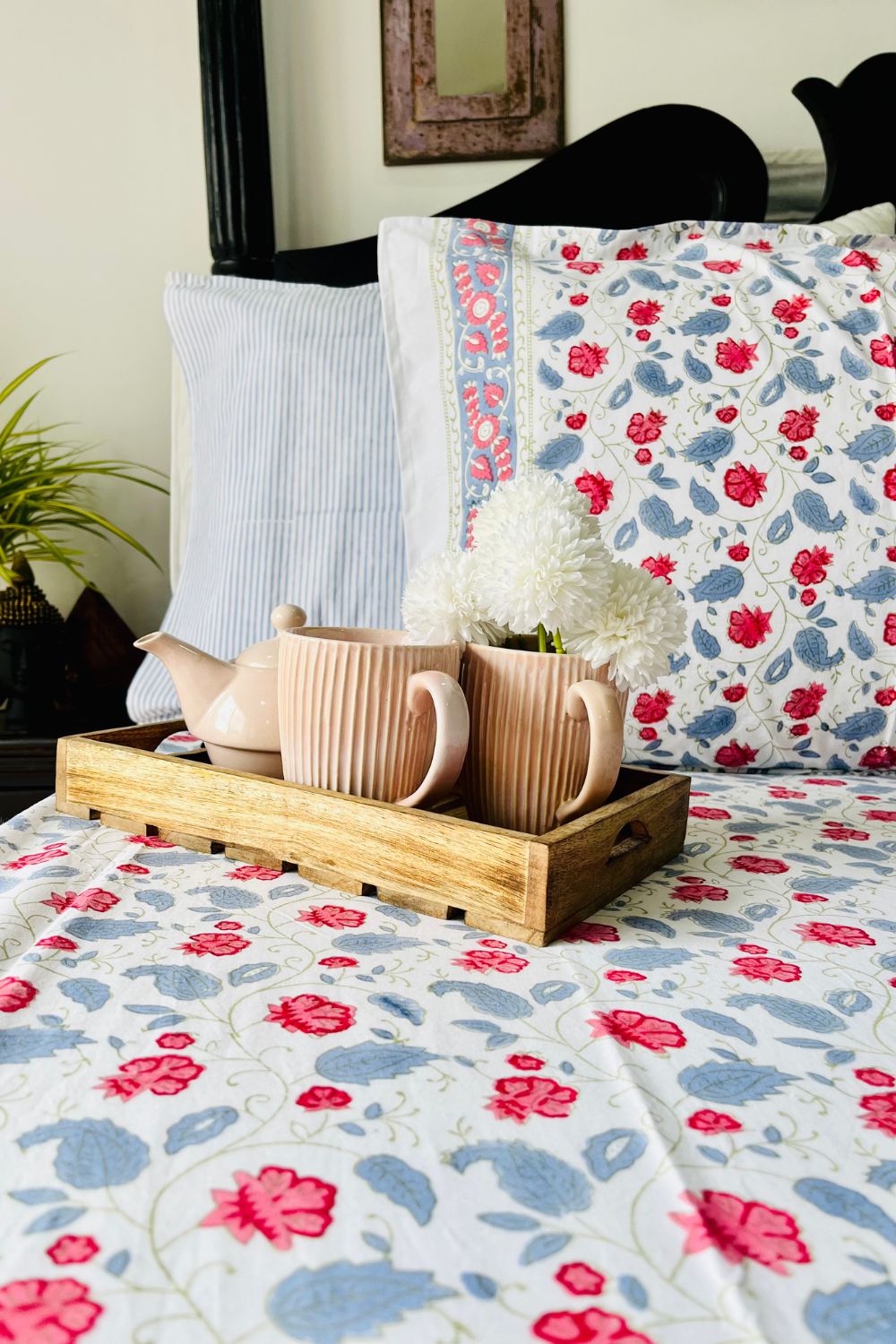 Tuberose Hand Block Printed Cotton Bedsheet