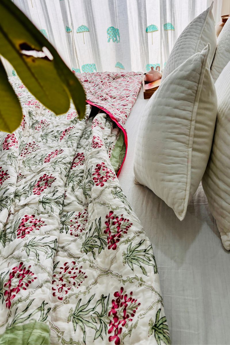 Madhu Malti Hand Block Print Reversible Quilt