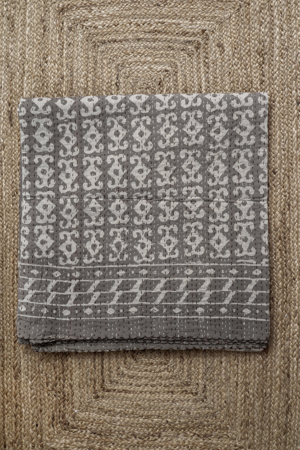 Anchor Dabu Block Printed Kantha Bedcover
