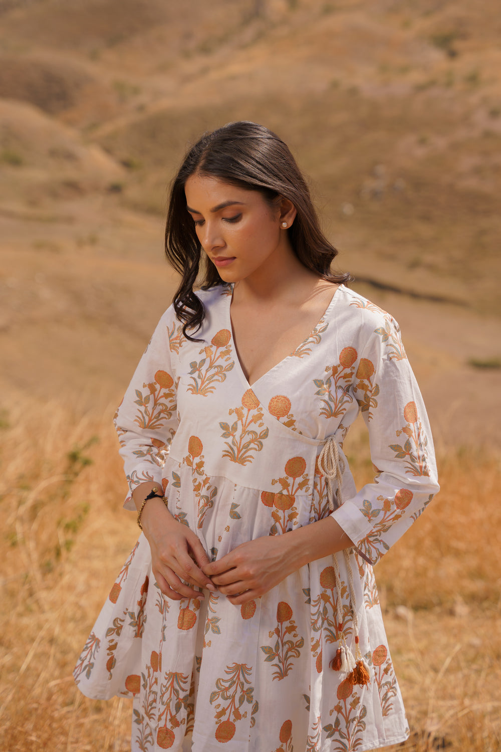 Golden Poppy Angrakha Cotton Hand Block Printed Co-ord Set