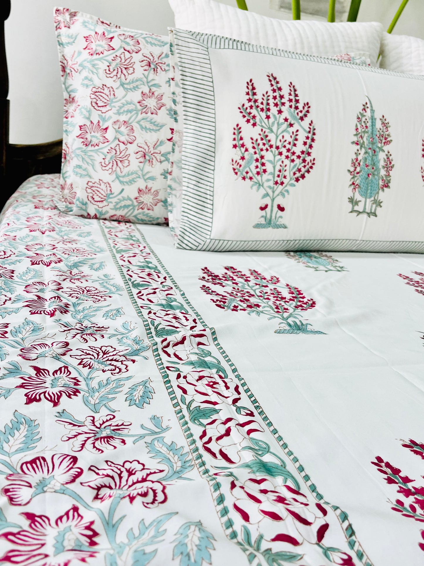 Panchi Hand Block Printed Cotton Bedsheet