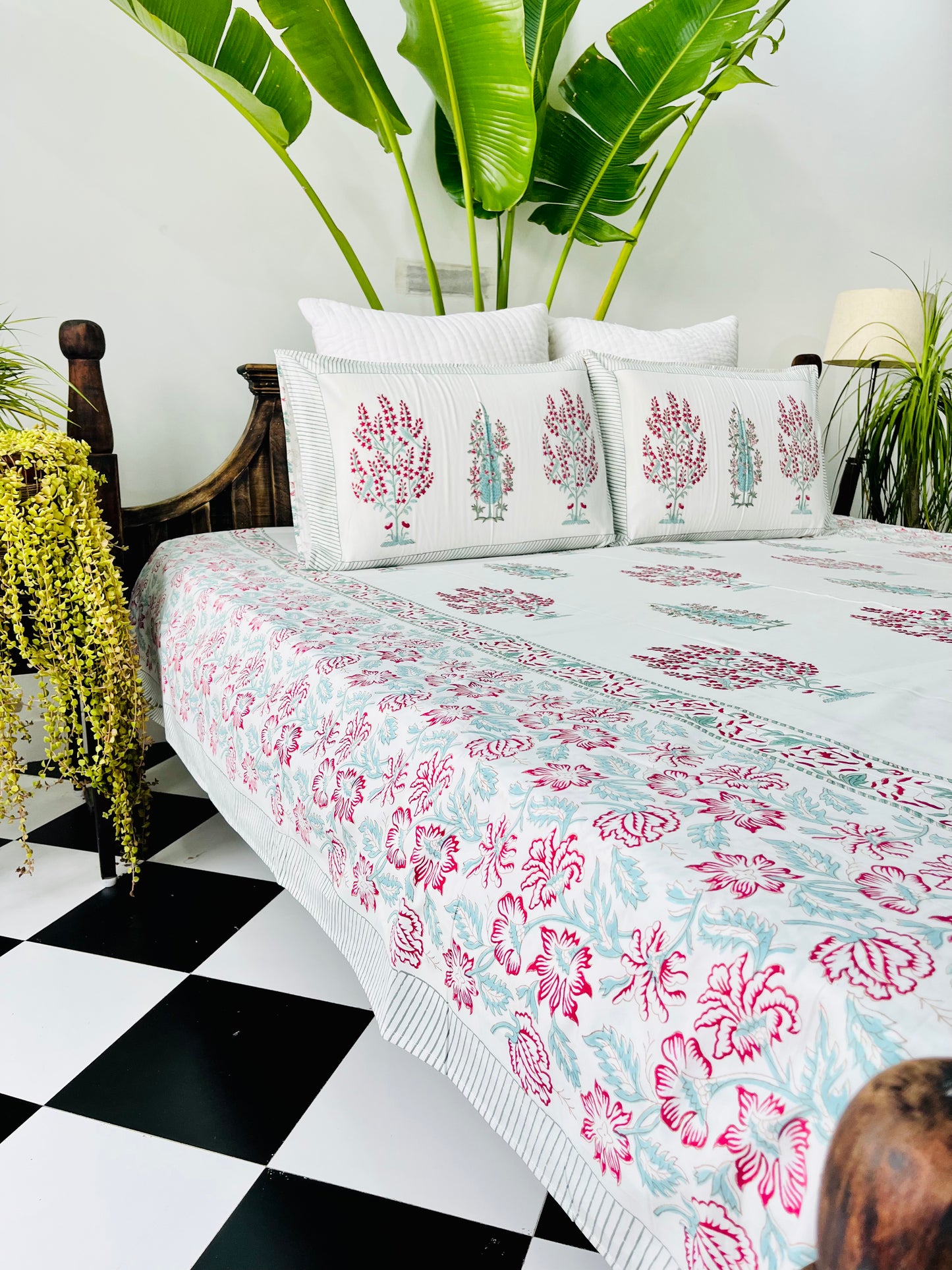 Panchi Hand Block Printed Cotton Bedsheet