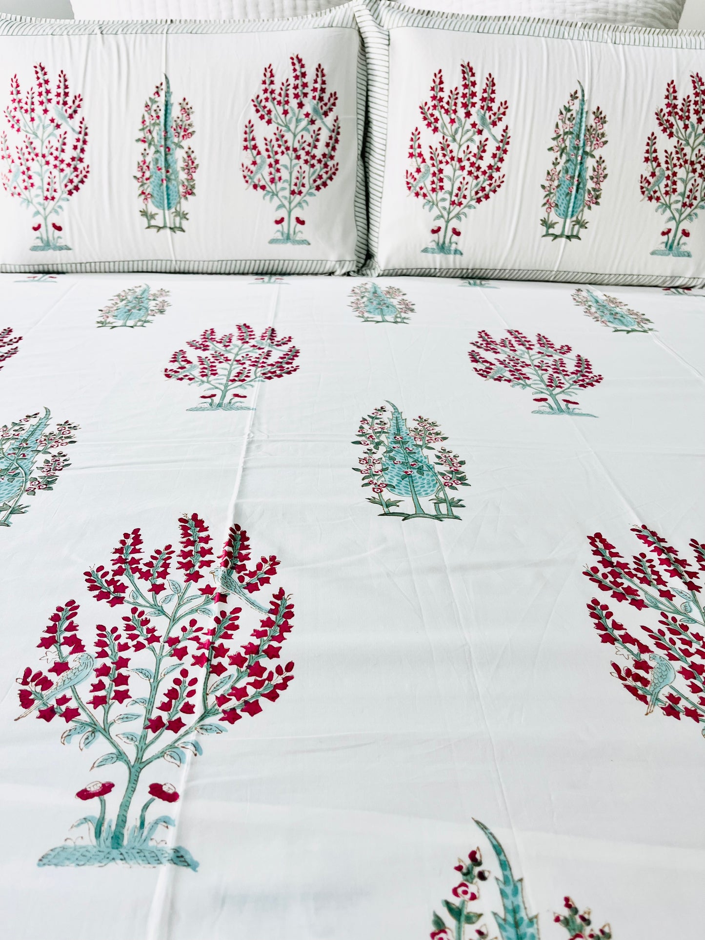 Panchi Hand Block Printed Cotton Bedsheet