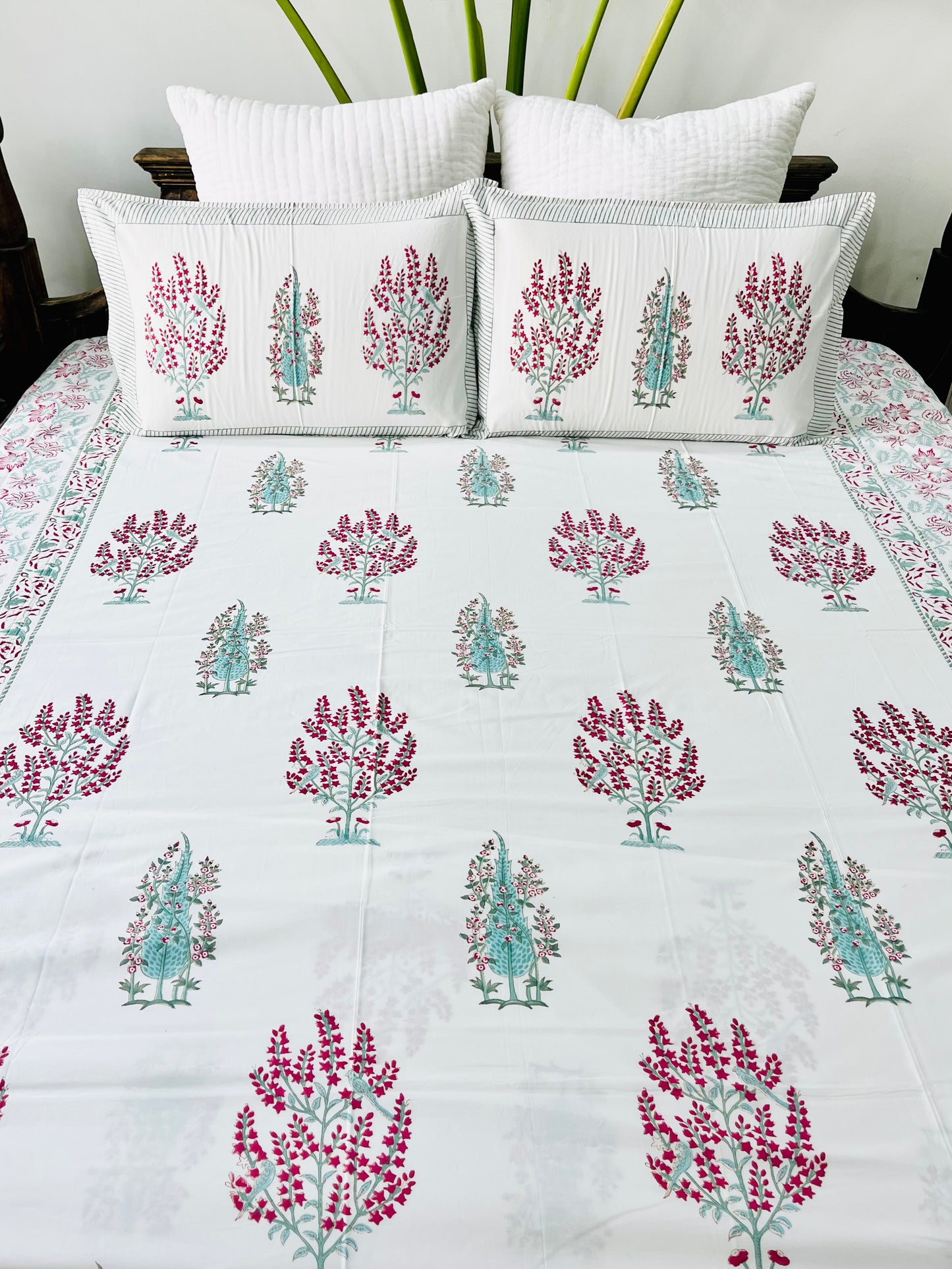 Panchi Hand Block Printed Cotton Bedsheet