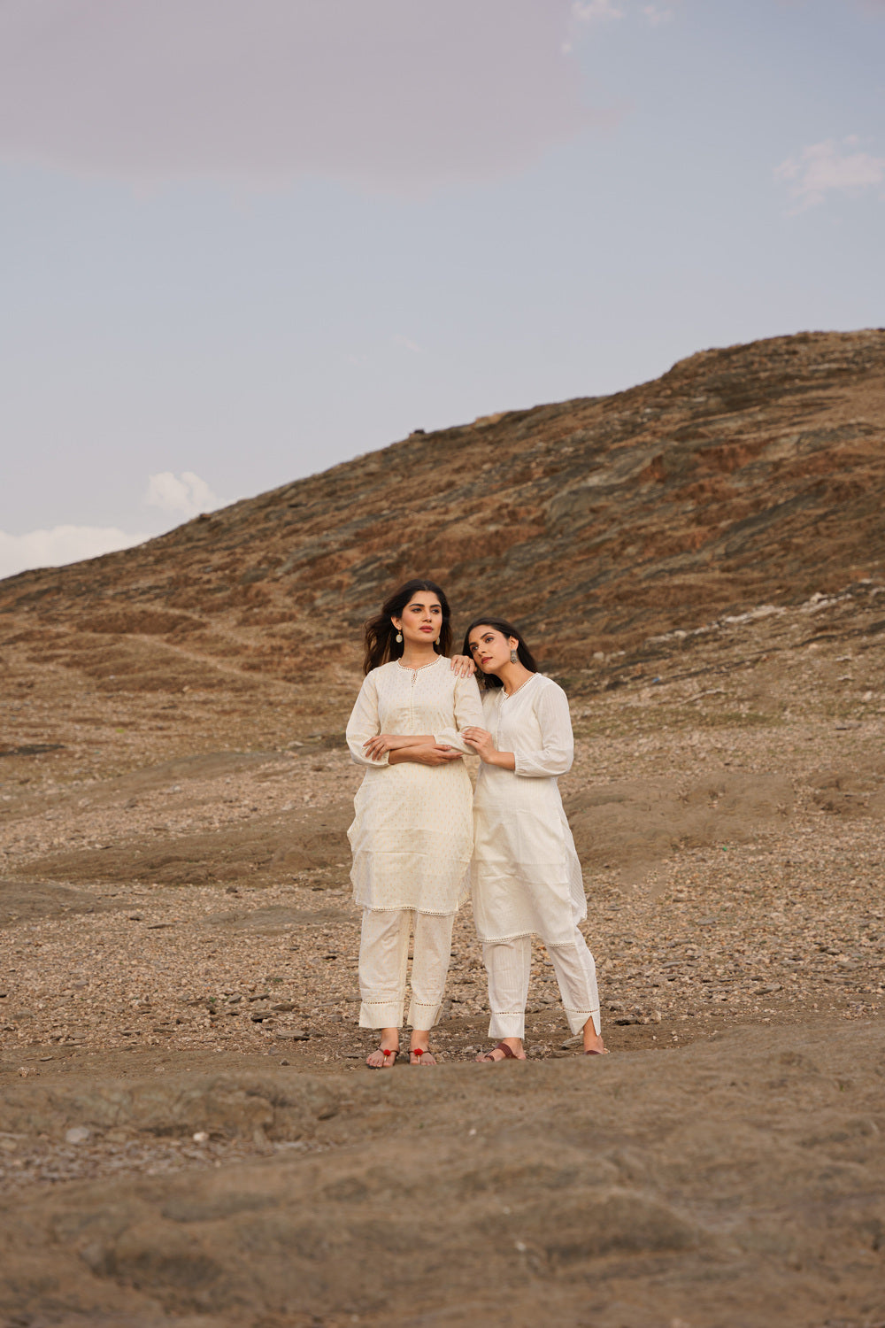 Noor Offwhite Golden Swiss Dot Cotton Co-ord Set