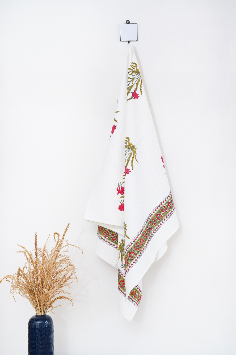 Red Iris Hand Block Printed Bath Towel