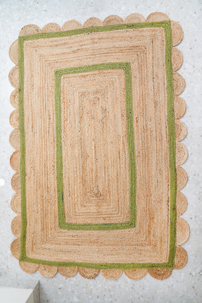 Green Jute Scallop Rug