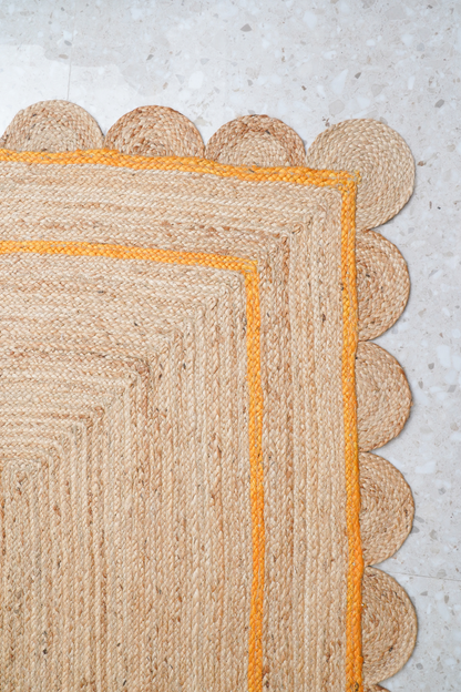 Orange Jute Scallop Rug