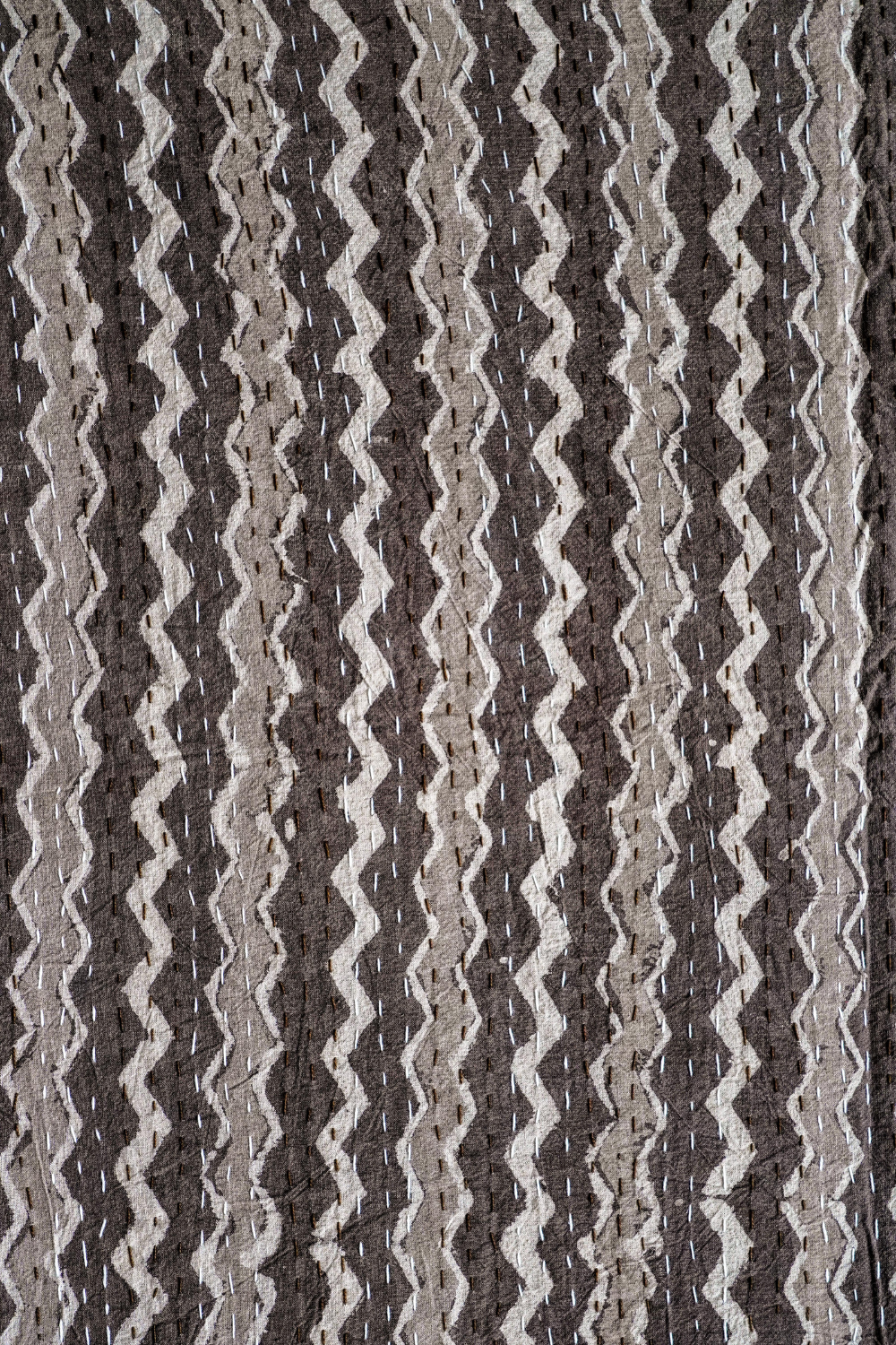 Chevron Dabu Block Printed Kantha Bedcover