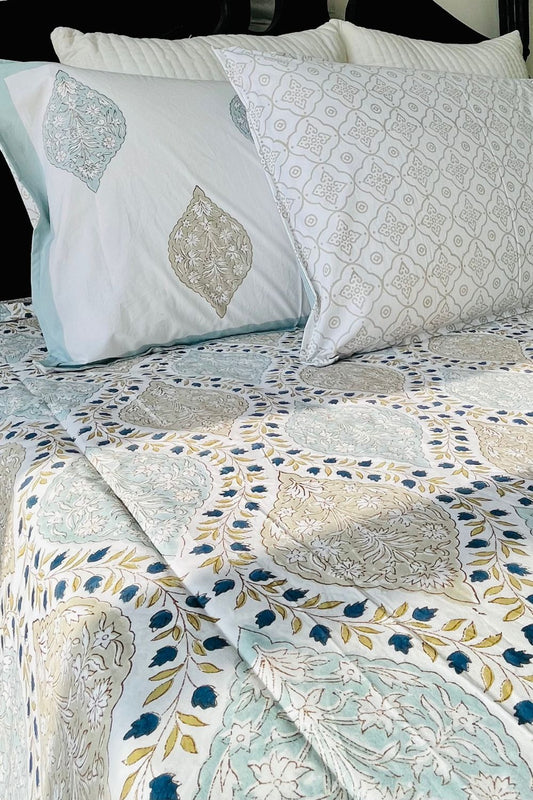 Gulnar Jaal Hand Block Printed Cotton Bedsheet