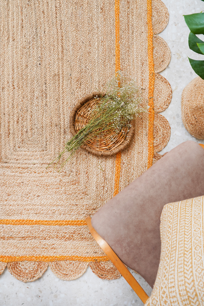 Orange Jute Scallop Rug