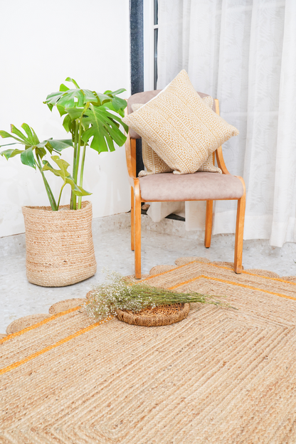 Orange Jute Scallop Rug