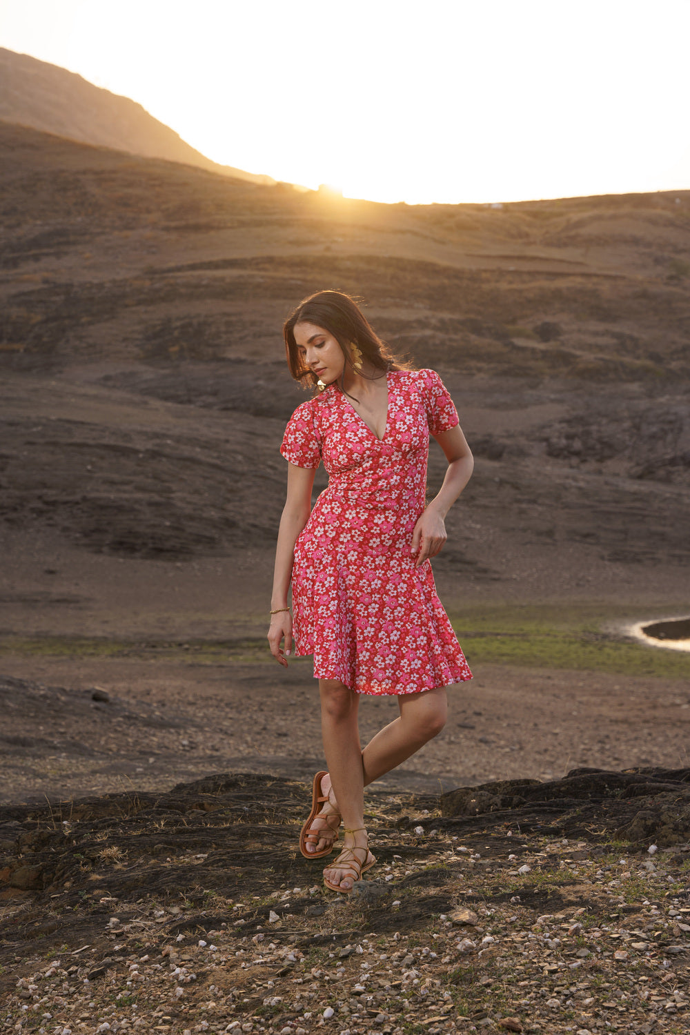 Rosina Cotton Block Print Floral Mini Dress
