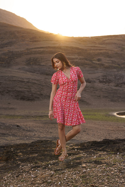 Rosina Cotton Block Print Floral Mini Dress