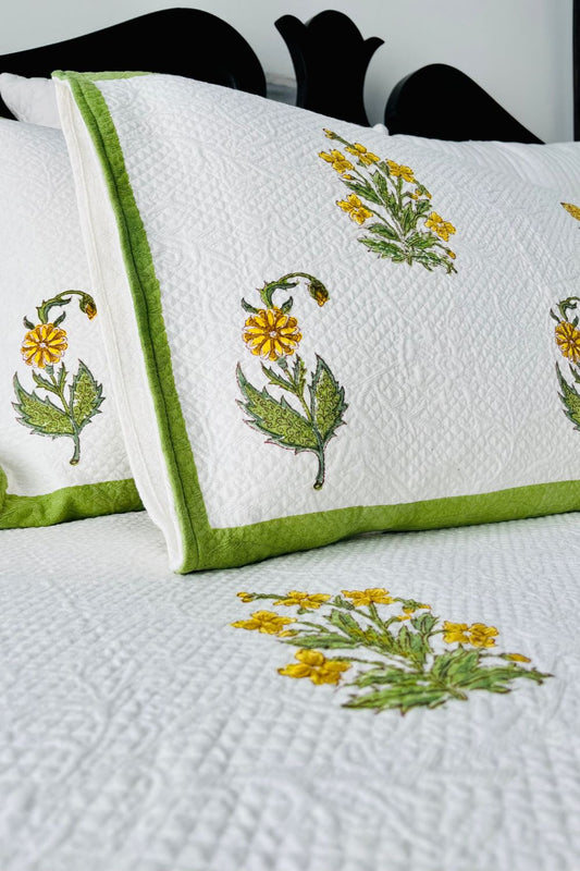 Paradise Handblock Printed Jacquard Bedcover