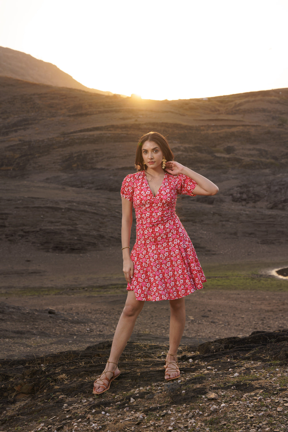 Rosina Cotton Block Print Floral Mini Dress