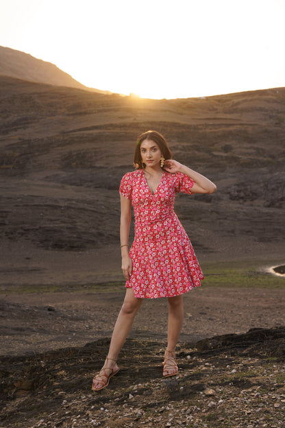 Rosina Cotton Block Print Floral Mini Dress