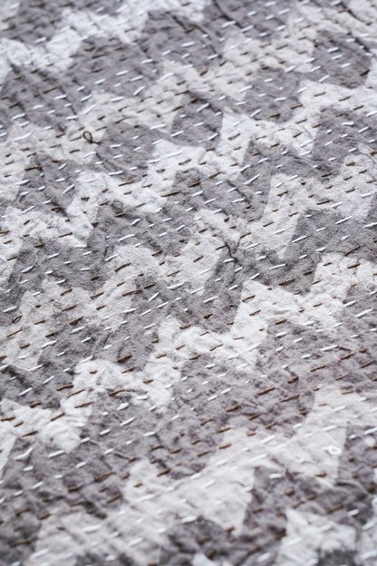 Chevron Dabu Block Printed Kantha Bedcover